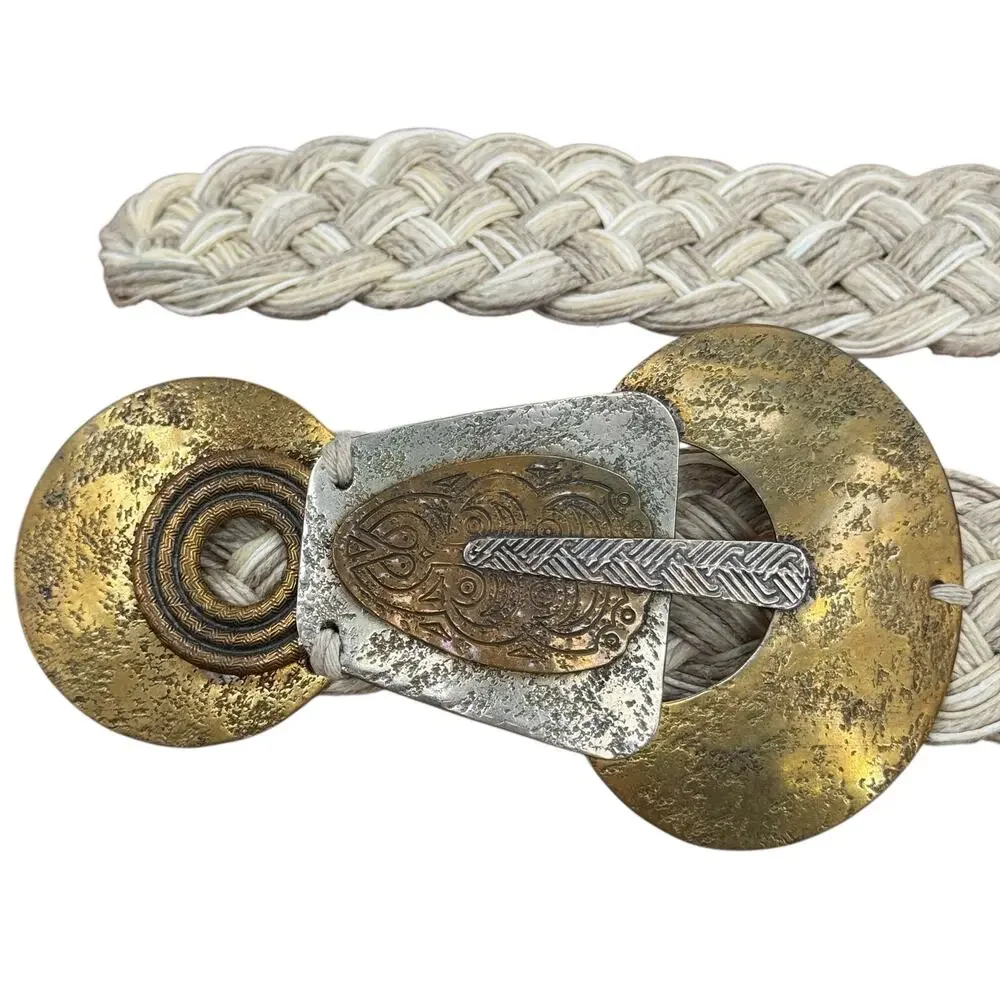Woven Belt Womens Tan Braided Boho Festival Artisanal Cottagecore Hippie Folk